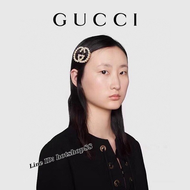 Gucci古奇專櫃爆款珍珠髮夾飾品 古馳字母logo髮夾 zgb1153